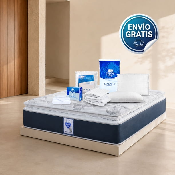 Colchón King Size Spring Air Smith + 2 Almohadas + Cubre Colchon + Sabanas + Balón Voit