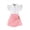 Pink., variant on HBGVBA Girl's Skirt Outfit Set,Button-up Lace Sleeve Shirts and Skirts,1-8 Years Lapel Lace Sleeve Shirt Irregular Skort Set