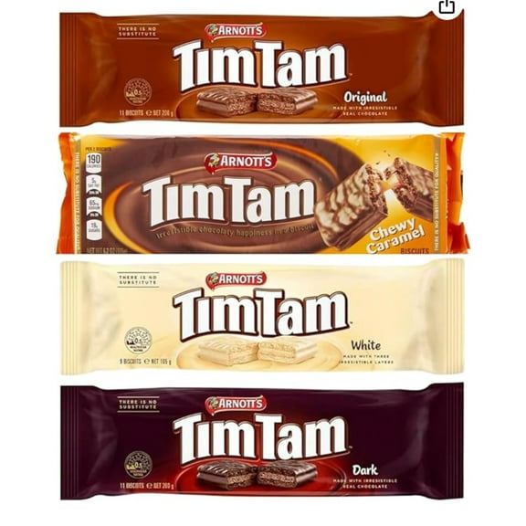 VARIETY Tim Tam Cookie Biscuits (Value 4 Packs) Original Chocolate with Chewy Caramel, White & Dark - Aussie Made & Loved