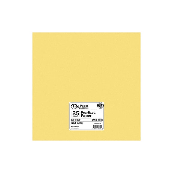 Paper Accents Paper Pearlized 12"x 12" 25pc 80lb 22kt Gold
