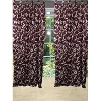 Mogul Printed Curtain Panels Maroon Window Drapes For Home Decoration (84x48)