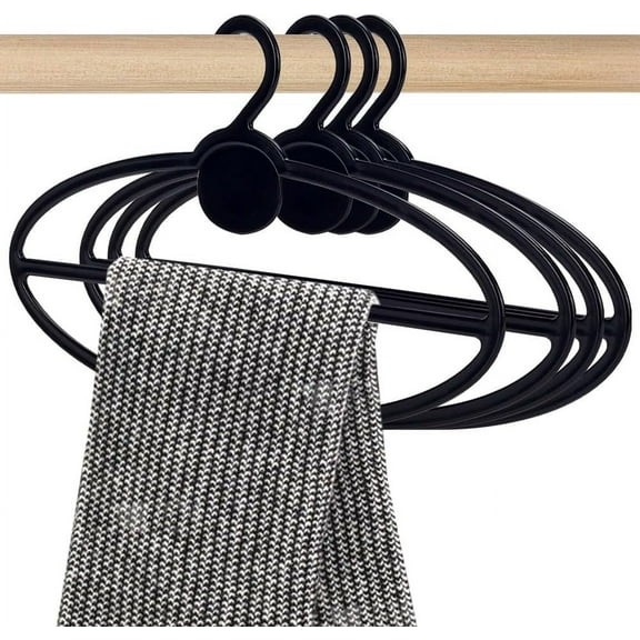10 Pcs Black Scarf Hanger Oval Scarf Hanger Ring Tie Scarf Holder Organizer Space Saving Plastic Hanging Scarf Hanger