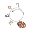 thumbnail image 2 of Delight Jewelry Acrylic Medium Triple Leaf Pearly Brown Multi-Colored Crystal Love Charm Bracelet, 2 of 5