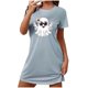 thumbnail image 2 of Camisón corto de talla grande para mujer, camisón de manga corta con estampado de pecho a la moda, camisón para mujer, 2 of 5