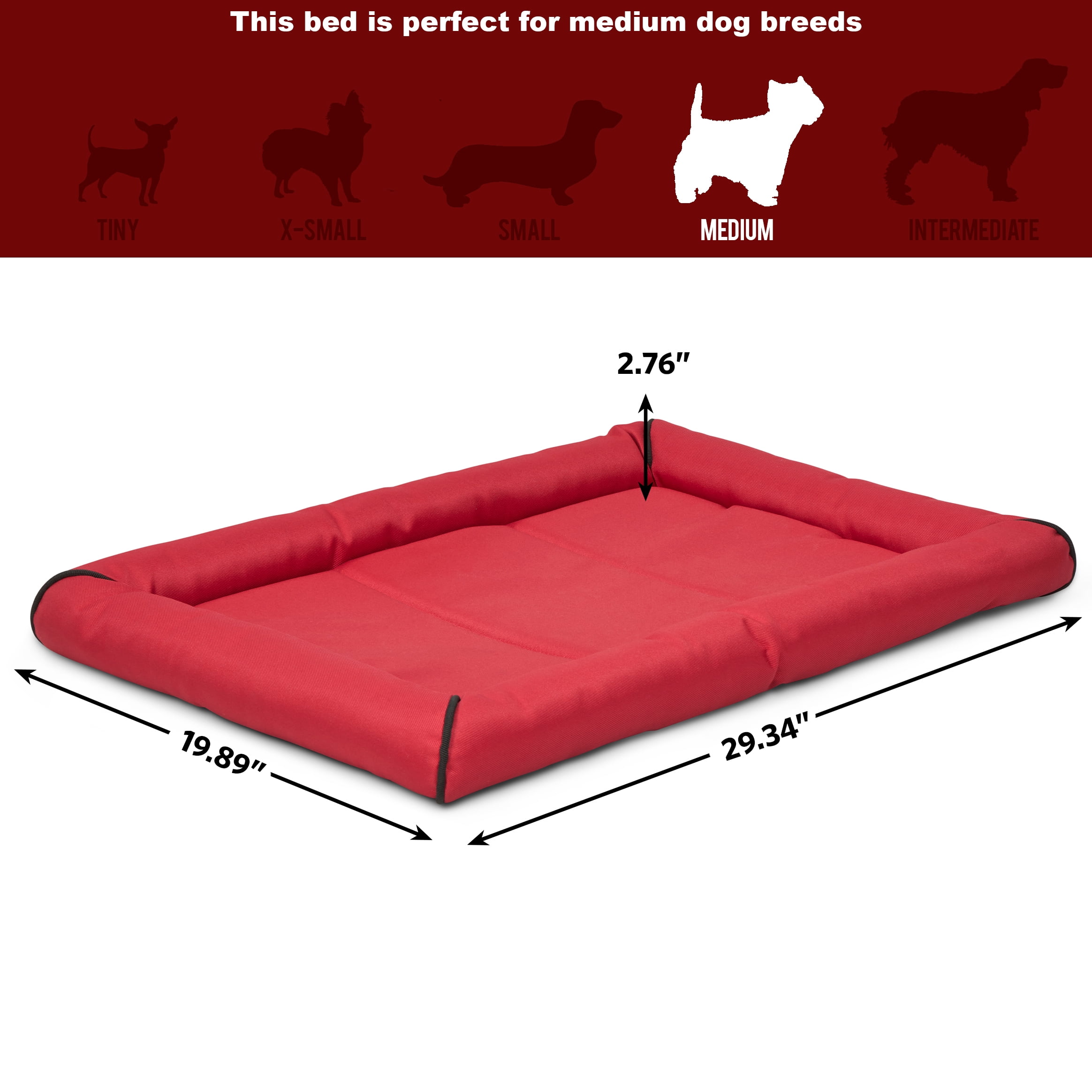 Midwest Homes for Pets Ultra-Durable QuietTime Maxx Dog Bed Fits a 30-inch Crate, Red