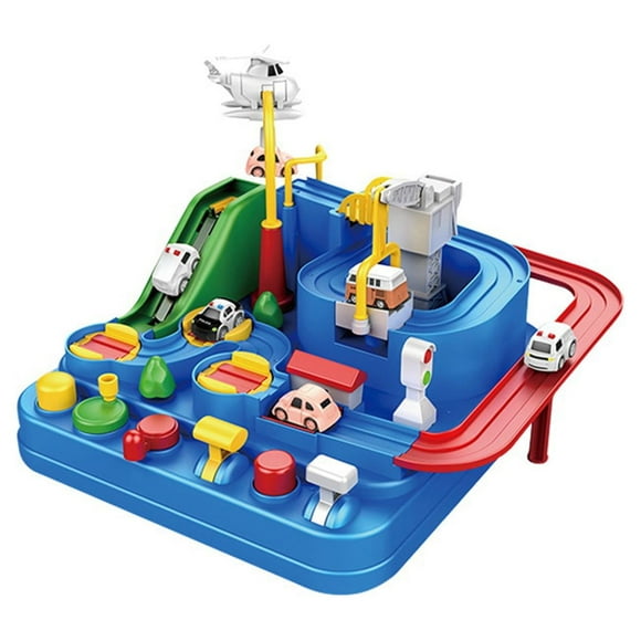 RELAX Car Adventure Toys, City Rescue Toy Set Intelligence Educational Autism Toys Parent-Child Interactive Racing Kids Toy with 3 Mini Cars Car Race Toy for Boy Girls 3 4 5 6 7 8 Year Old Gifts
