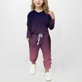 thumbnail image 3 of WMTBSRSW Girls 2025 Fashion 2 Piece Outfit Sweatsuit Gradient Printed V Neck Pullover Tops Drawstring Sweatpants Two Piece Set 5-12 Years, 3 of 5