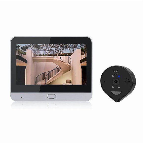 Timbre con Mirilla Tuya de 3 MP con Pantalla de 4,3 Pulgadas, Cámara Inteligente con WiFi y Detección de Movimiento PIR y Grabación de Vídeo.