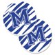 thumbnail image 1 of Juego de 2 Posavasos Caroline's Treasures Monogram Initial M Tiger Stripe Blue & White CJ1034-MCARC, 1 of 1