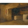 thumbnail image 2 of Eduard Ballo 14x12 Black Ornate Wood Framed Double Matted Museum Art Print Titled: Cottage Interior (1887), 2 of 5