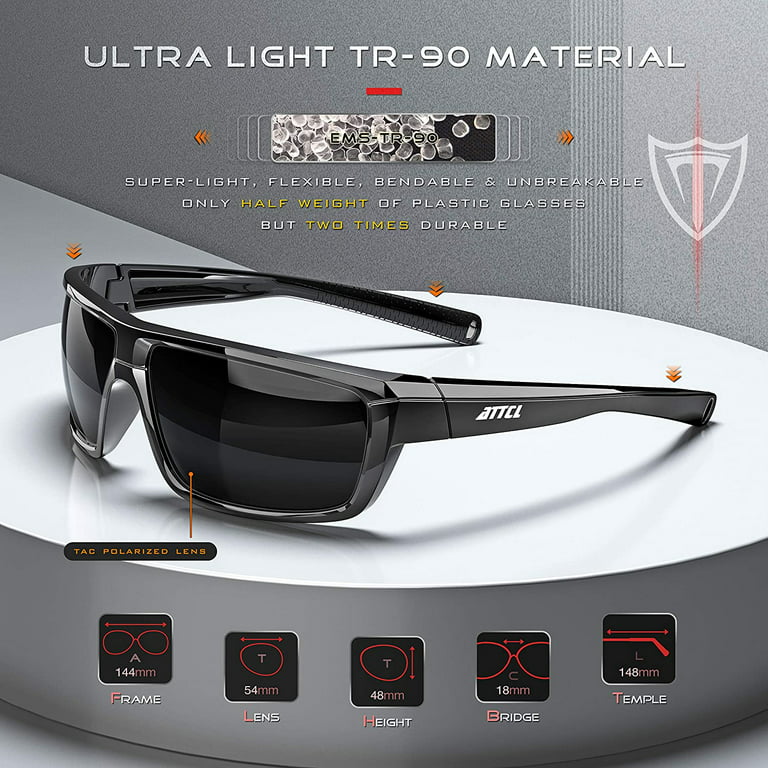 ATTCL male Polarized Wrap Sunglasses for Men Sports Fishing Glasses 5001 Black, Men's, Size: One size, Gray