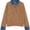 Pure Brown, variant on Womens Oversized Sweater Cozy Fall Denim Lapel Polo Knit Collared Sweaters, Long Sleeve Pullover Tops, Loose Office Work Sweaters