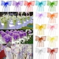 thumbnail image 4 of Zhuge Paquete de 25 fajas de organza para sillas de banquete, lazos para decoración de bodas, fiestas, blanco, rosa, morado, dorado y rojo (paquete de 25, blanco), 4 of 5