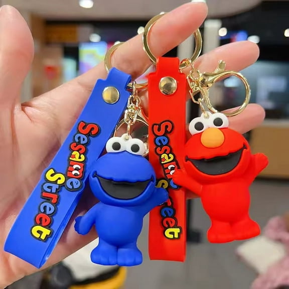 Cookie Monster and Elmo 3D Charm 2pc Keychain