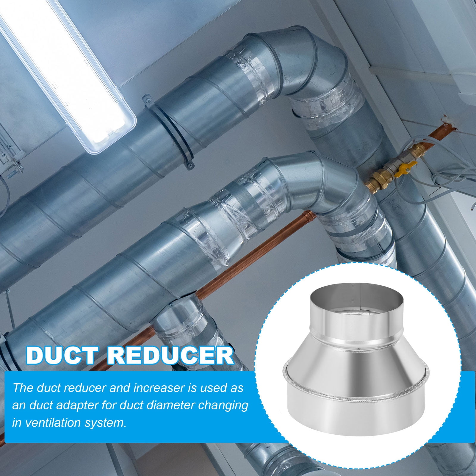 Uxcell 2 Pcs 4" to 6" Galvanized Steel Round Duct Reducer Adapter Connector,Silver Tone