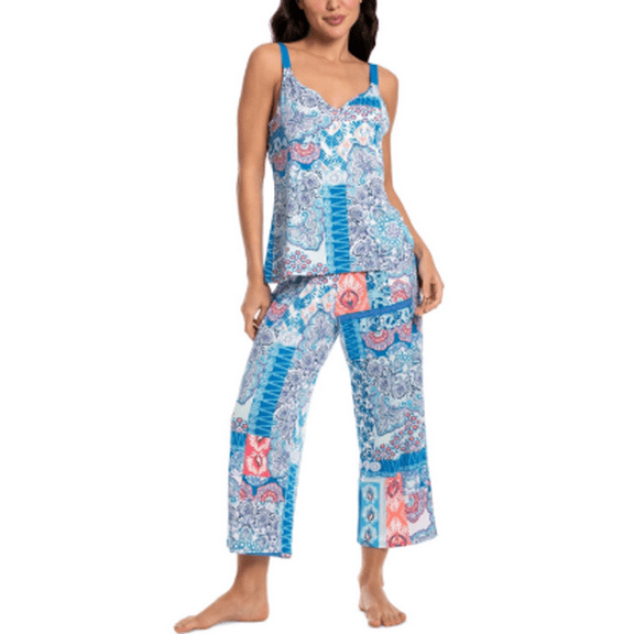 Linea Donatella Women's 2-Pc. Cropped Pajamas Set - Blue Small