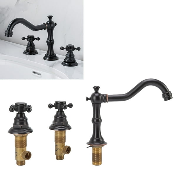 Grifo Doble De Cobre A Prueba De Fugas, Resistente A La Corrosión, Hermoso Grifo De Lavabo De De Tres Orificios Con Rosca G1/2