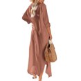 thumbnail image 2 of Innerwin Robe Chemise Manches Longues Dames Été Plage Robe d'Été Vacances Boutonnée Hawaïenne Maxi Robes Rose Foncé 2TG, 2 of 3