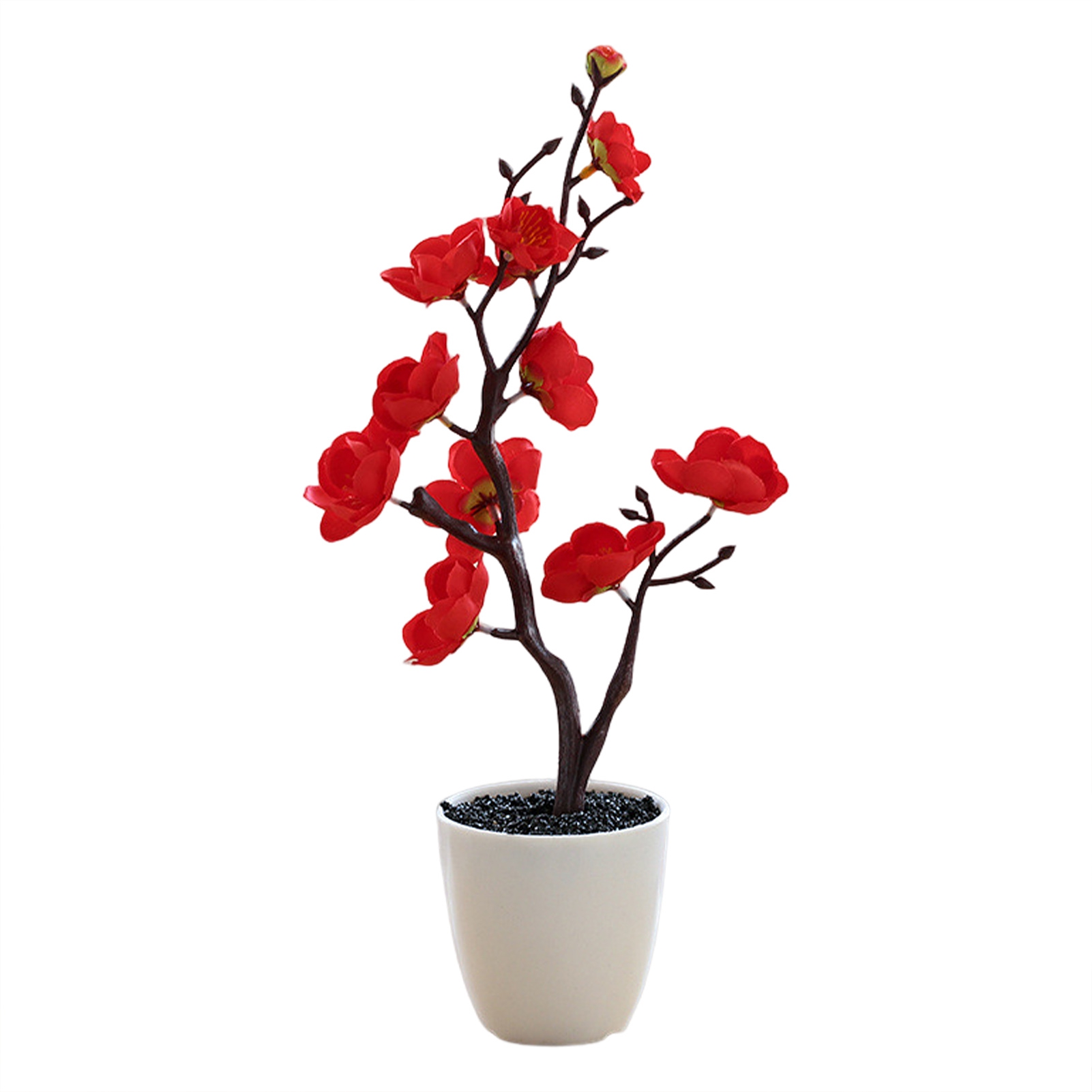 HCfuz Fake Flower Pot Decorative NonWithered Beautiful Artificial Plum