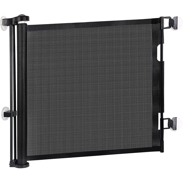 Puerta de seguridad retráctil para bebés y perros 1 pieza 0 a 150 cm malla 86 cm negro