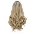 thumbnail image 4 of UTOURS Human Hair Wigs For Women Teal Long Hair Wig Wave Curly White Natural Fi Air Synthetic Bangs Wig wig, 4 of 5