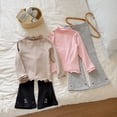 thumbnail image 4 of Gubotare Little Girls Shirts Girls Long Sleeve Ruffle Mock Neck Shirts Kids Long Sleeve Top Layering Base Tee Crewneck Tops 7T 8T, 4 of 9