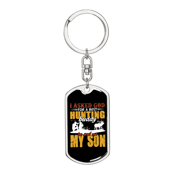 Best Son Hunter'S Keychain Stainless Steel or 18k Gold Dog Tag Keyring