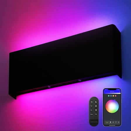 16" Modern Smart LED Wall Lighting Up Down Sconce Lamp Black Fixture