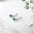 thumbnail image 4 of Gem Stone King 925 Sterling Silver Green Malachite White Moissanite and White Topaz Dangle Earrings for Women (7.68 Cttw, Gemstone Birthstone, Emerald Cut 9X7MM), 4 of 4