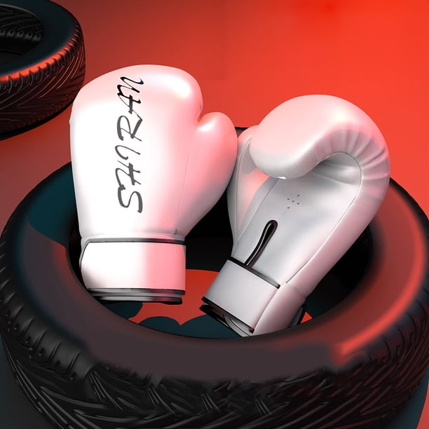 Guantes de boxeo para entrenamiento de Sanda, guantes de boxeo de lucha tailandesa para niños, guantes de saco de arena profesionales para adultos, 8 oz, blancos para niños