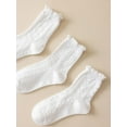 thumbnail image 3 of CoCozhu Women's 3 Pairs Cable Knit Casual Crew Socks Stretchy Solid Simple Socks, 3 of 4