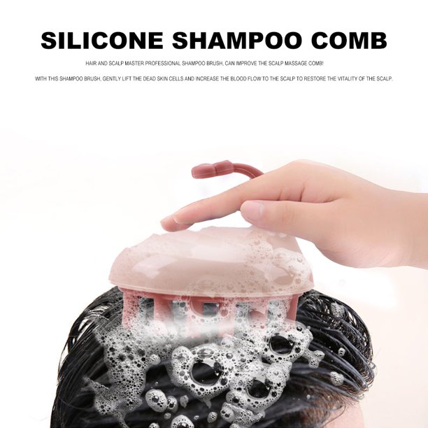 Peine Champú de silicona Cepillo de masaje para el cuero cabelludo Peine de lavado de cabello portátil (Rosa) Ygjytge Cuidado Belleza