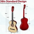 thumbnail image 3 of SuperDeal 38-Inch Round Shoulder Acoustic Guitar Kit 6 Strings Full Size Classic Beginners Children Adults All-Solid Wood with Carrying Case, Strap, Tuner and Pick, Natural, 3 of 17