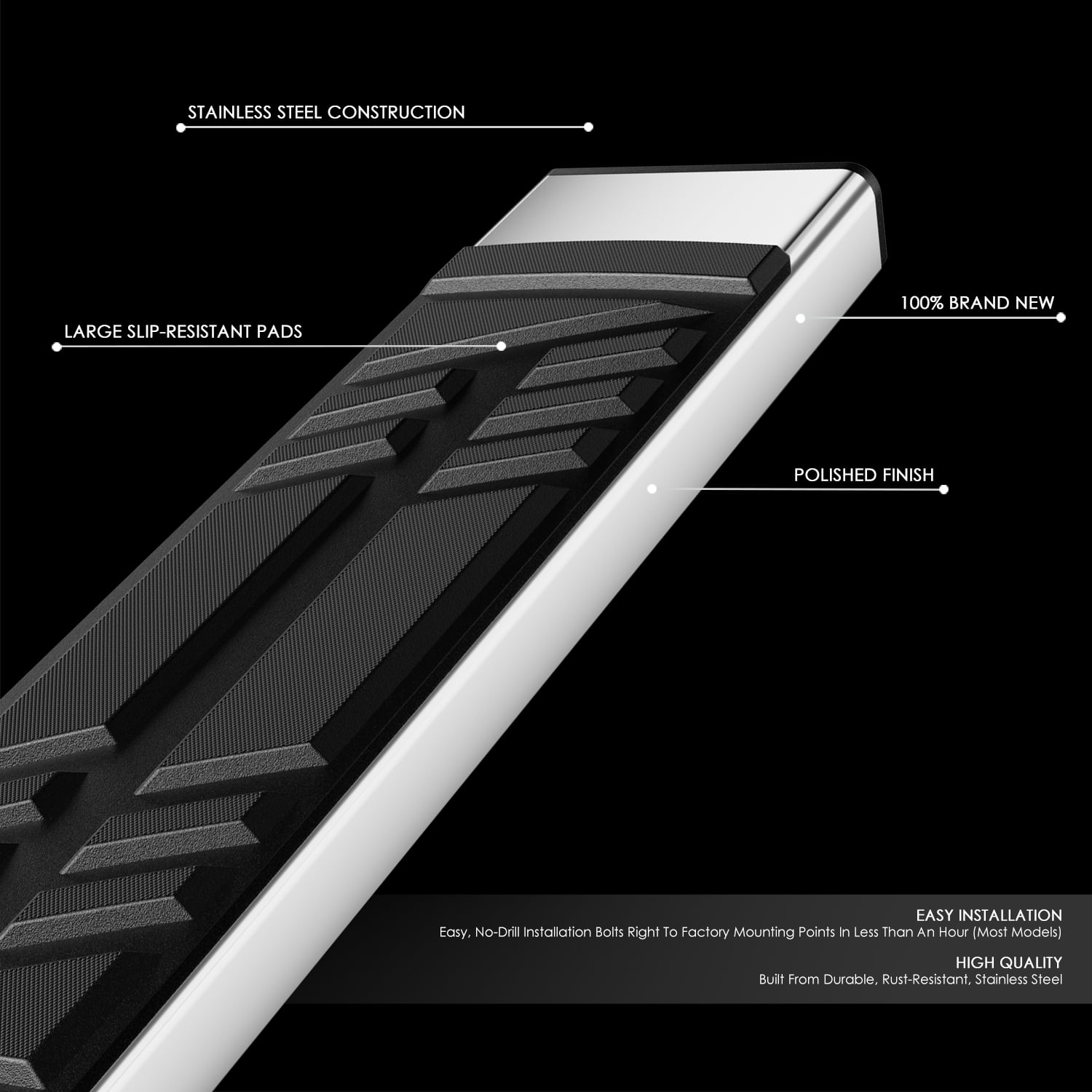 Nuvision for 19-23 Hyundai Santa Fe 6.5" Premium Running Boards Pedal Side Step Nerf Bar