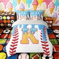 thumbnail image 3 of Erosebridal Waffle Drip Letter K Twin Bedding Sets, Cute Baseball Sport Bedding Comforter Set for Girls and Boys, Gray Reversible 7 Pieces, 3 of 6