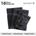 thumbnail image 4 of Juego de toallas LANE LINEN 100% algodón de lujo, 16 piezas, negro, 4 of 9