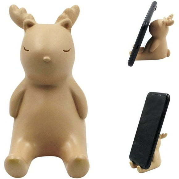 Precioso soporte para teléfono celular con dibujos de animales, lindo soporte de escritorio para tableta, decoración creativa, adorno para escritorio, hogar, oficina, dormitorio (marrón)