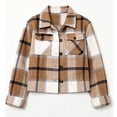 thumbnail image 4 of Flannels For Women Cropped Shacket Jacket Fashion Plaid Fall Coat Button Down Crop Jacket Trendy Clothes Fall Winter Outwear, 4 of 9