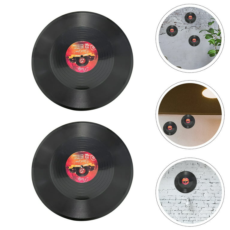 4 Pcs Wall Records Ornament Fake Vinyls Home Decor Removable