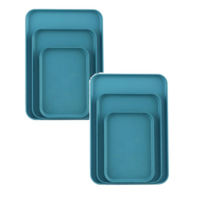 Oleegame 2PC Picnic Trays For Food Birch Multi Use Large Capacity Serving Tray Plastic Practical Food Grade Storage Tray For Home Anti Deformed Shockproof A