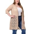 thumbnail image 4 of Agnes Orinda Women's Plus Size Valentines Day Cardigans Lace Lightweight Knit 3/4 Sleeves Cover Up Cardigans Khaki 4X, 4 of 4