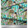 thumbnail image 2 of Soimoi Viscose Chiffon Fabric Bird,Stripe & Periwinkle Floral Printed Fabric 1 Yard 42 Inch Wide, 2 of 3