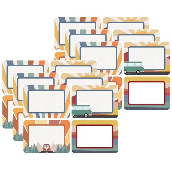 Teacher Created Resources Moving Mountains Road Trip Name Tags/Labels, Multi-Pack, 3-1/2" x 2-1/2", 36 Per Pack, 6 Packs