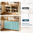 thumbnail image 3 of Modern Bohemia Cabinet Curtains 28"x51" Sink Skirt for Bathroom Kitchen, Solid Color Minimalist Linen Aqua Self Stick Adhesive Under Desk Covers Tall Laundry Cabinet Storage Organizer, 3 of 8