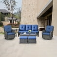 thumbnail image 2 of POCASSY 7-Piece Wicker Patio Furniture Set with Sofa, Swivel Chairs, and Tables, Gray/Blue, 2 of 13