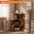 thumbnail image 2 of 3 Tier Solid Wood Corner Bookshelf, 41" H L-Shaped Freestanding Rubberwood Bookcase with Side Frame Design, No MDF No Engineered Wood, Space-Saving Corner Shelf for Living Room Bedroom Home Office, 2 of 7