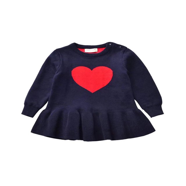 MesaSe Robe Chandail Tricotée pour Tout-Petits Filles de la Saint-Valentin Cœur Haut d'Automne Jupe Gris 2-3 Ans
