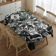 thumbnail image 2 of Black White Tie Dye Mandala Pattern Rectangle Tablecloth 60"x84",Waterproof Polyester Rectangle Table Cloth, Wipeable Spillproof Polyester Tablecloth for Dining, Camping, Indoor and Outdoor, 2 of 5