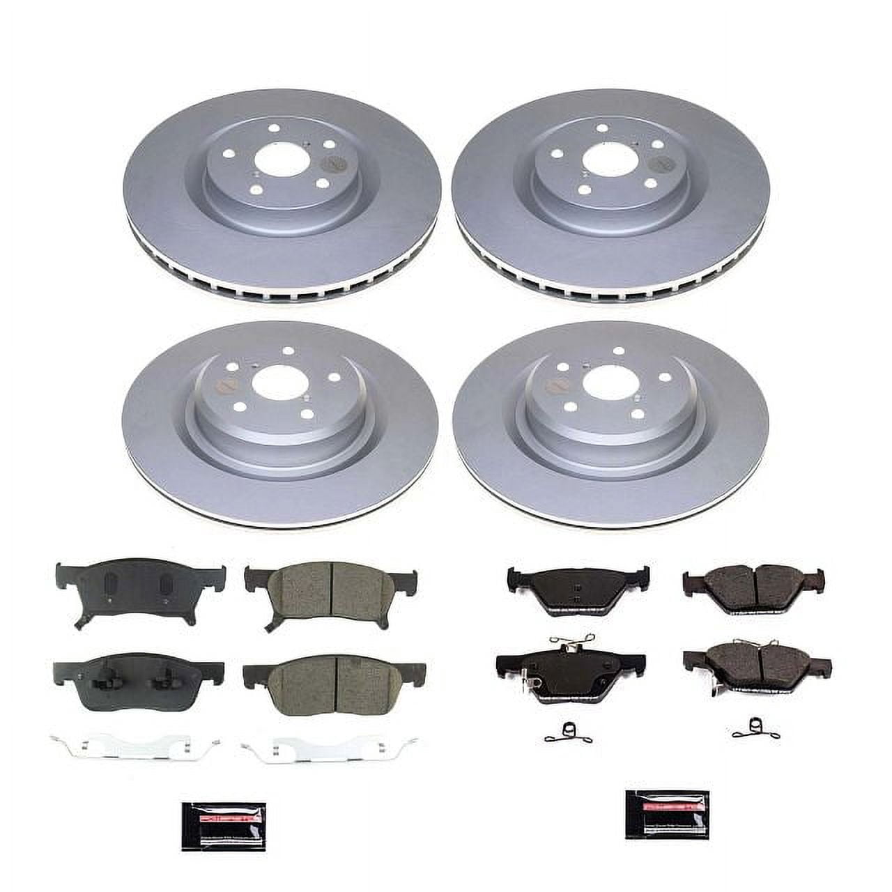 PowerStop Front and Rear Geomet Coated Brake Rotor and Pad Kit Fits: SUBARU Select Models CRK8518