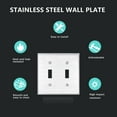 thumbnail image 4 of UCOMEN Toggle Light Switch Metal Wall Plate, Standard Size 2 - Gang, 4.57”×4.57”, Silver 5 Pack, 4 of 7